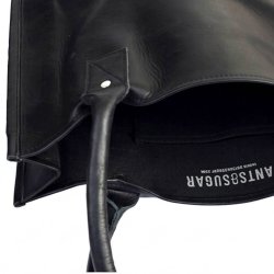 svart skinn shoppingväska