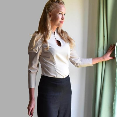 Greta retro 30-tal Blus Cremevit