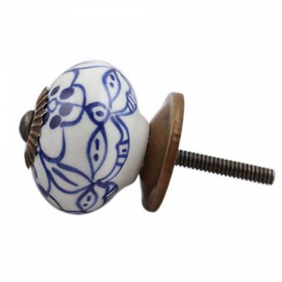 Byråknopp vit och blå med antikdetaljer