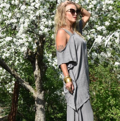 Bomulls kaftan grå
