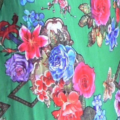 Kimono Morgonrock - Grön blommig bomull