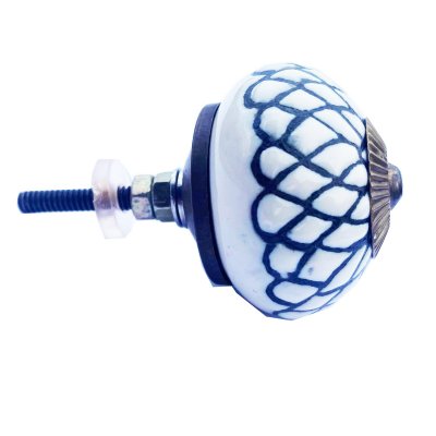 Porslinsknopp vit handmålad