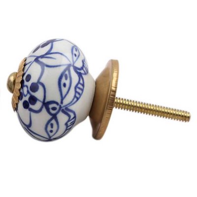 byråknopp blå vit med mässing