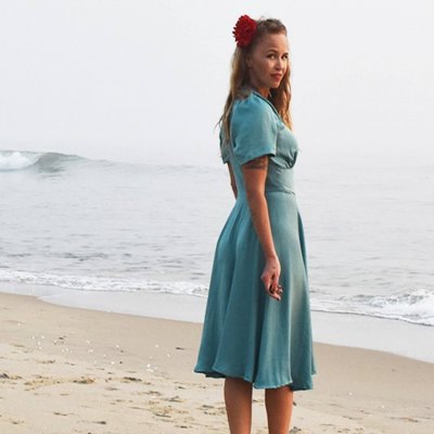 Klänning turkos siden