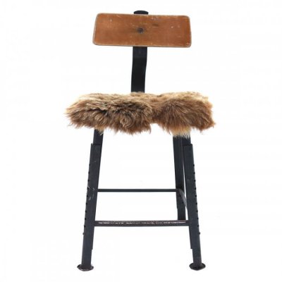 Stolsdyna brun fårskinn ull