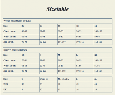 Pullover spencer storleksguide