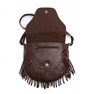 boho väska fransar äkta skinn